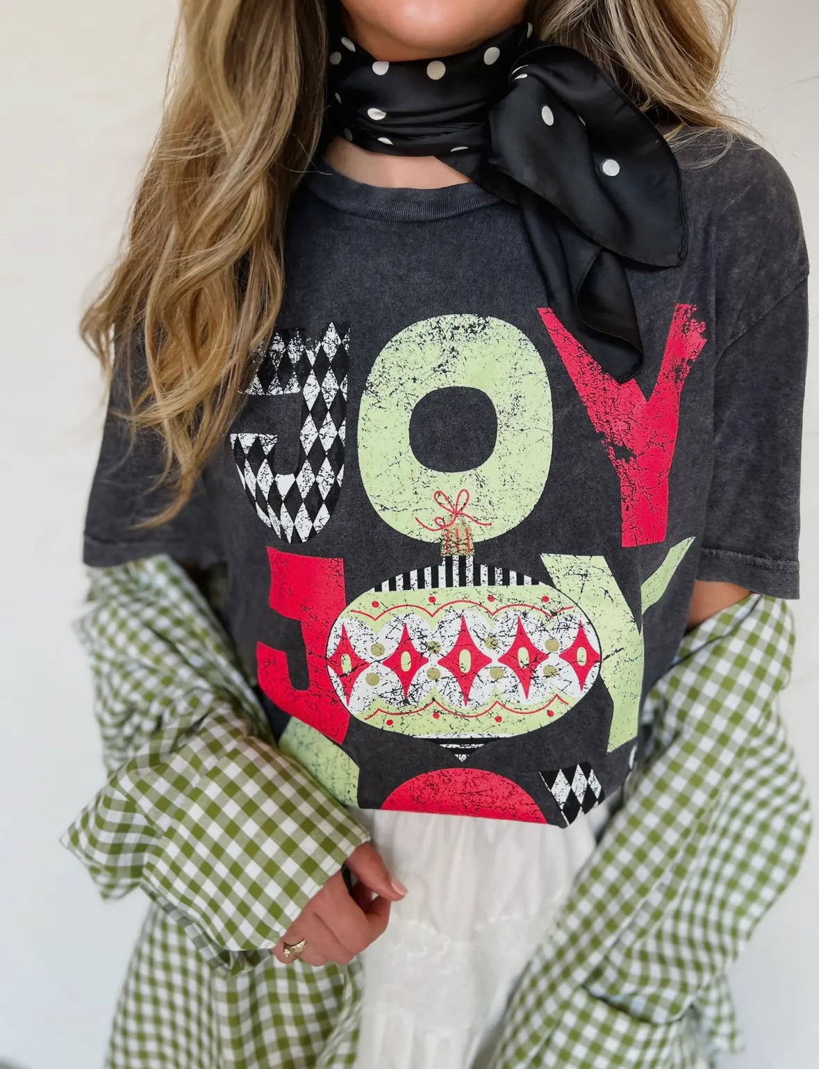 JOY stacked acid wash tee