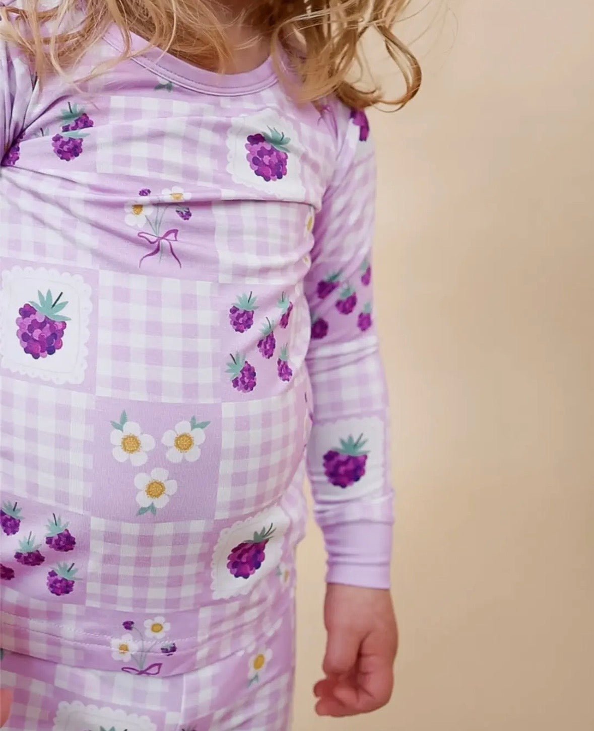 Violet Gingham Bamboo 2 Piece Set