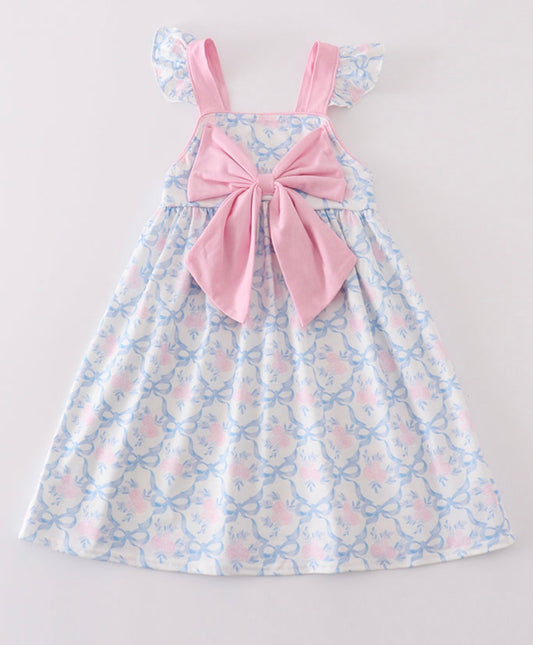 Baby Pink + Blue Bow Dress