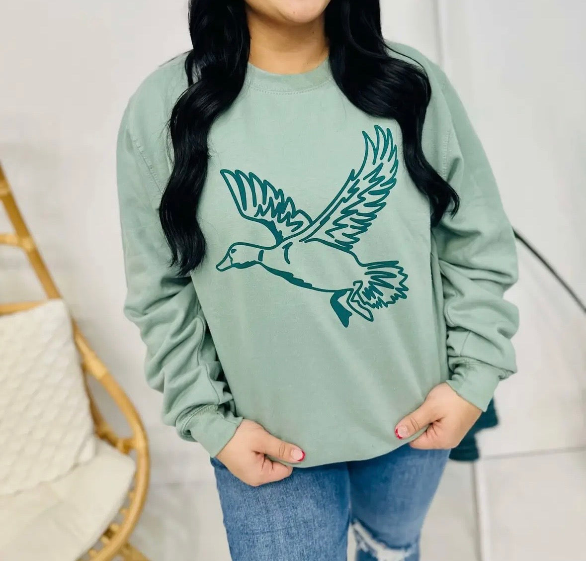 Duck Outline Puff Sweatshirt