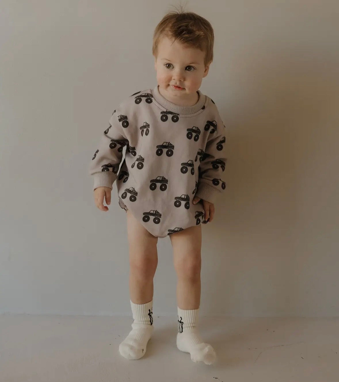 Monster Truck Sweatshirt Romper