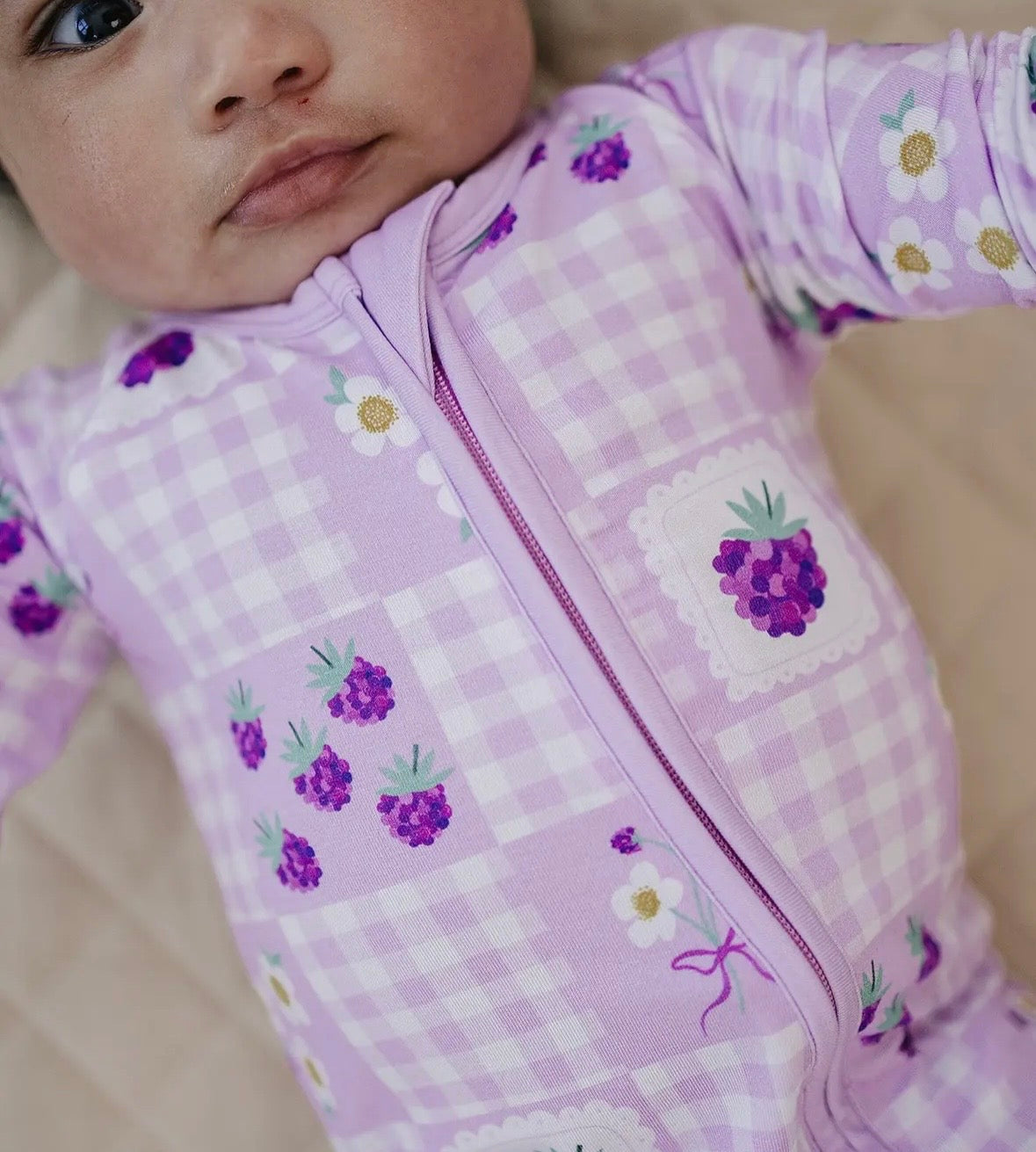 Violet Gingham Bamboo Zippy