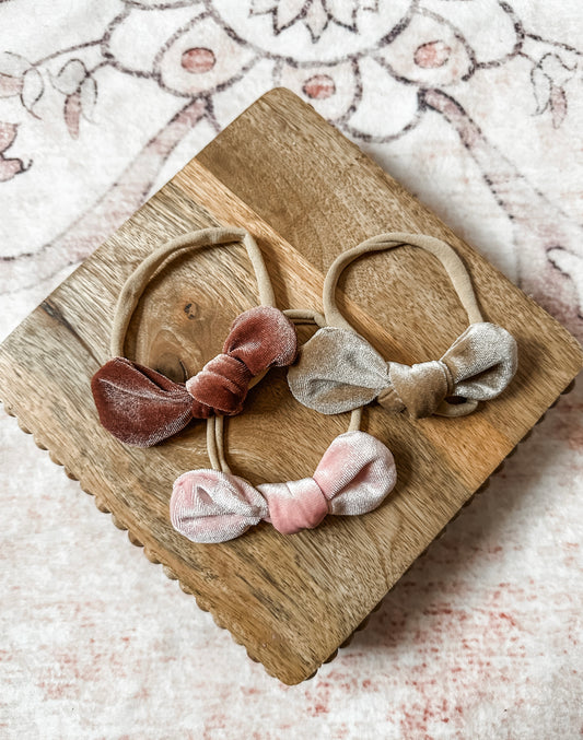 Velvet Bow Elastic Headband