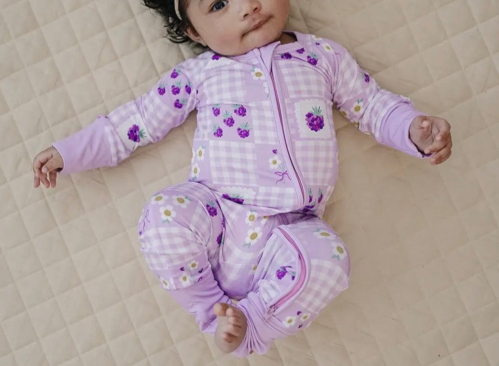 Violet Gingham Bamboo Zippy