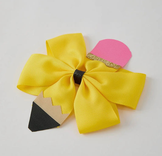 Pencil Alligator Clip Hair Bow