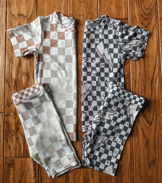 Bamboo Checkered Shorts Set