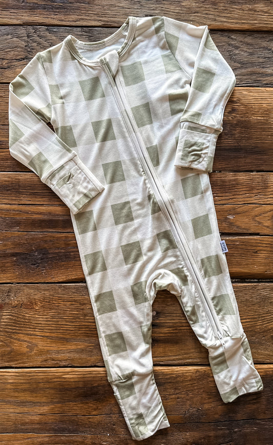 Green Gingham Bamboo