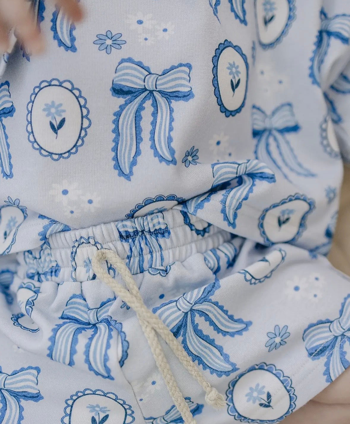 Blue Bow Slouchy Set
