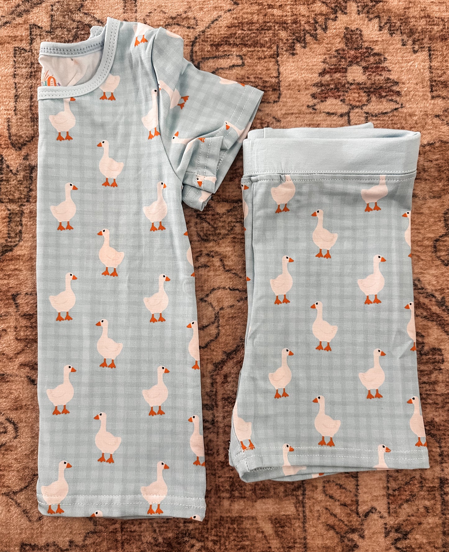 Gingham Goose Bamboo Short Set