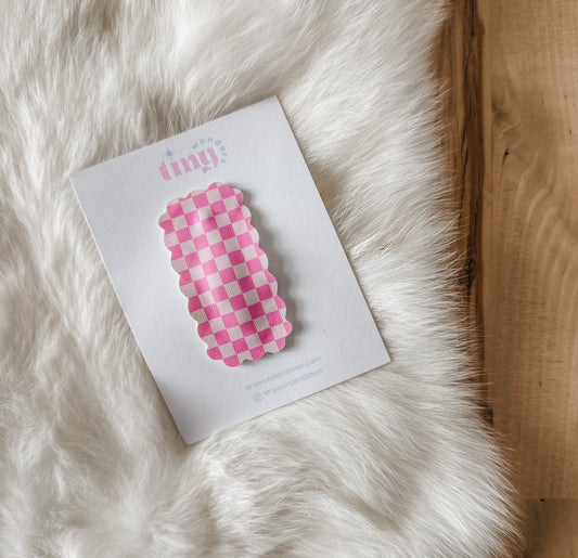 Pink Tones Checkered Hair Clip