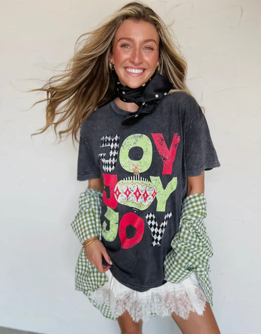 JOY stacked acid wash tee