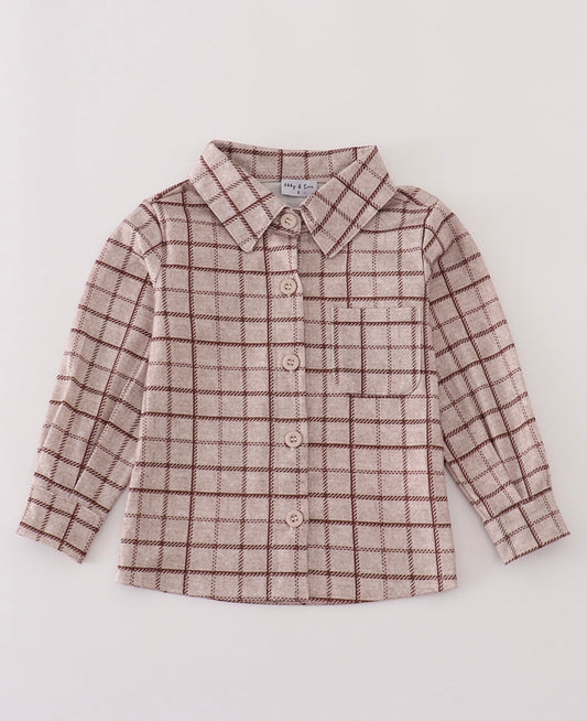 Mocha Plaid Button Down Shirt