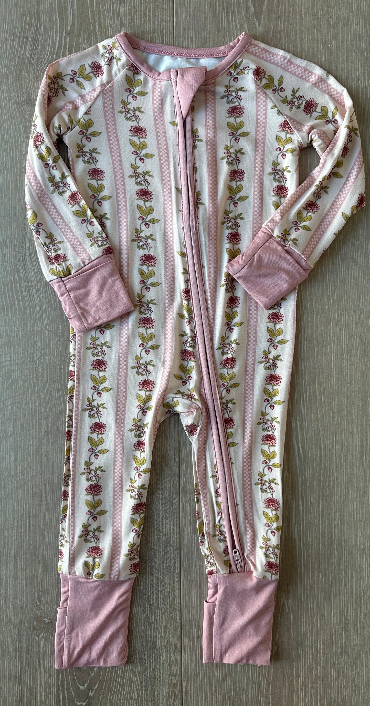 Vintage Floral Stripe Bamboo Zippy