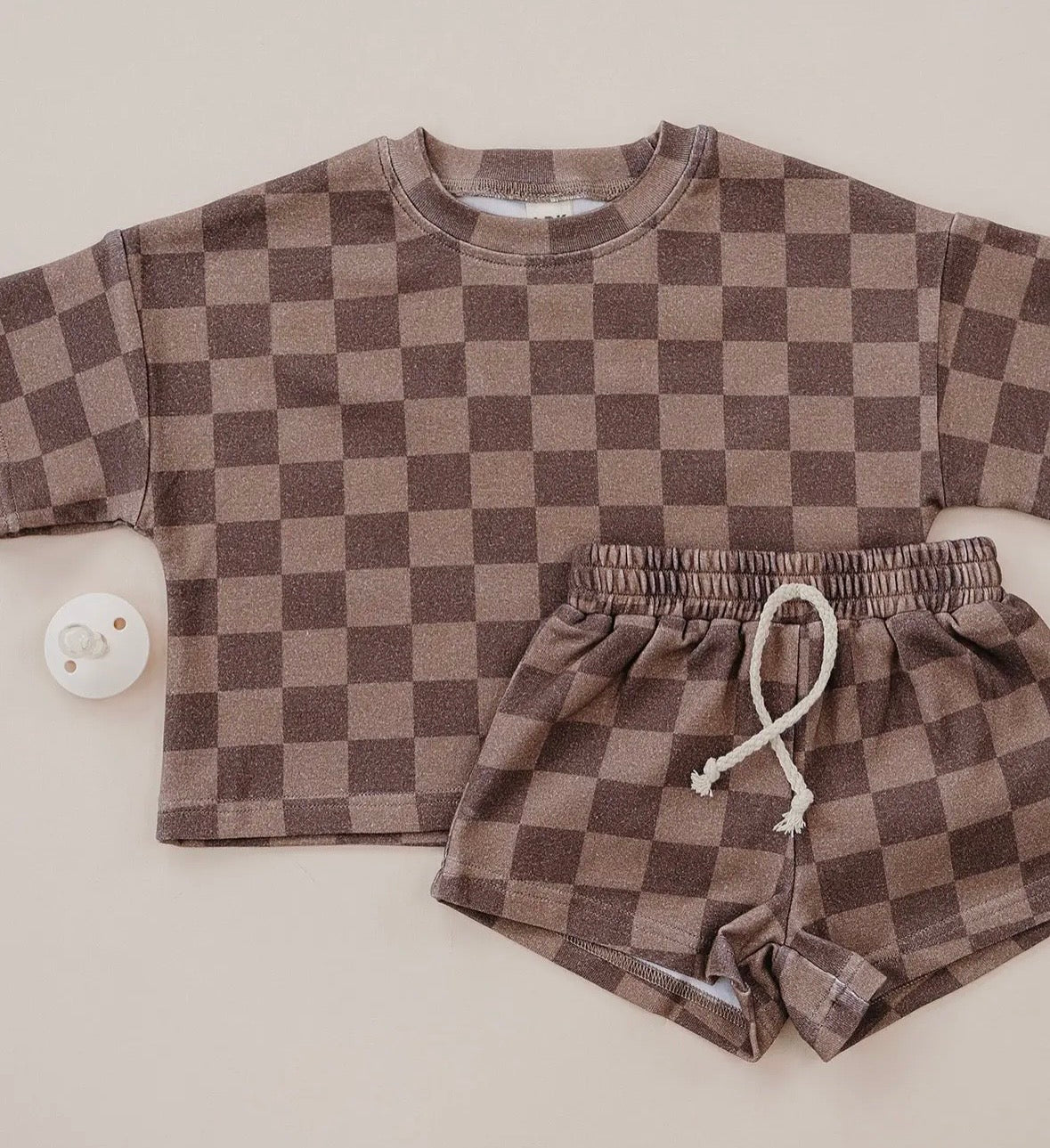 Espresso Checkerboard Slouchy Set