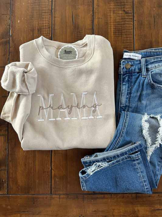 Praying Mama Embroidered Crewneck