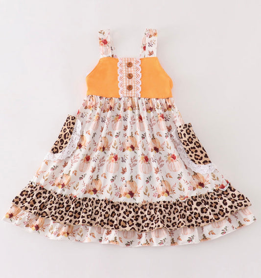 Orange Pumpkin Cheetah Dress