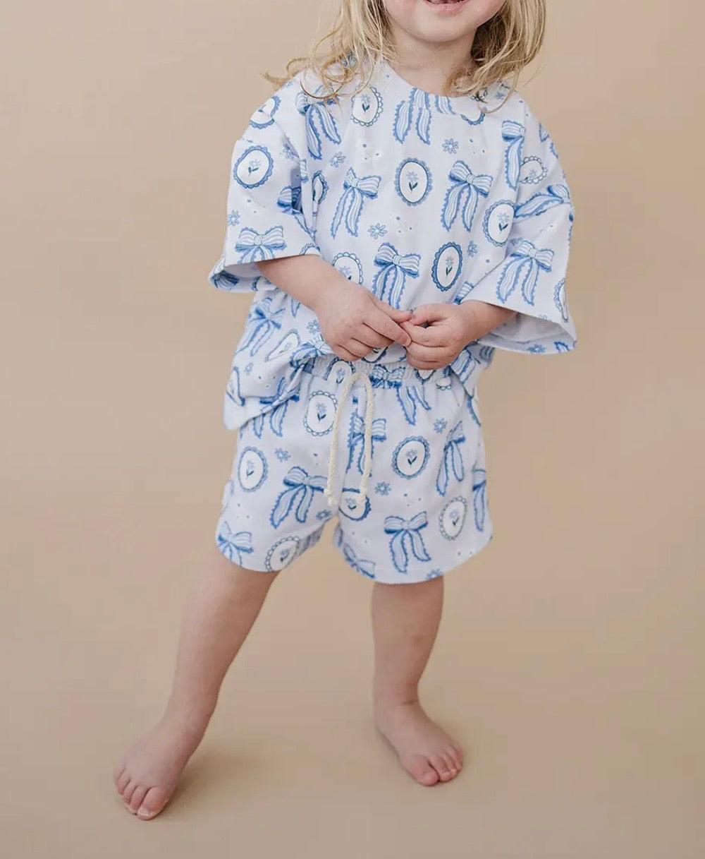 Blue Bow Slouchy Set