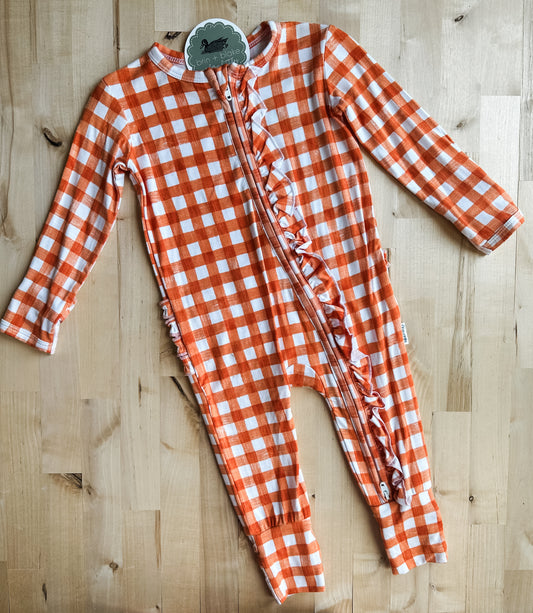 Orange + Ivory Checkered Bamboo
