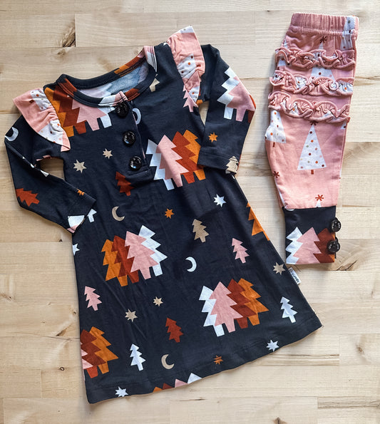 Charcoal Christmas Tunic + Ruffle Pants