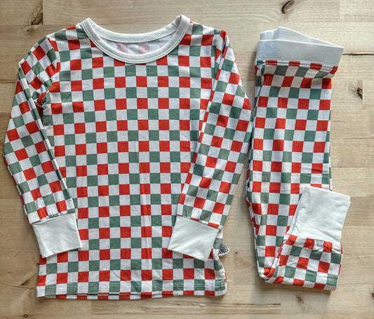 Christmas Checkered Bamboo Set